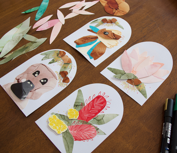 Native flora and fauna collage gift cards example 1