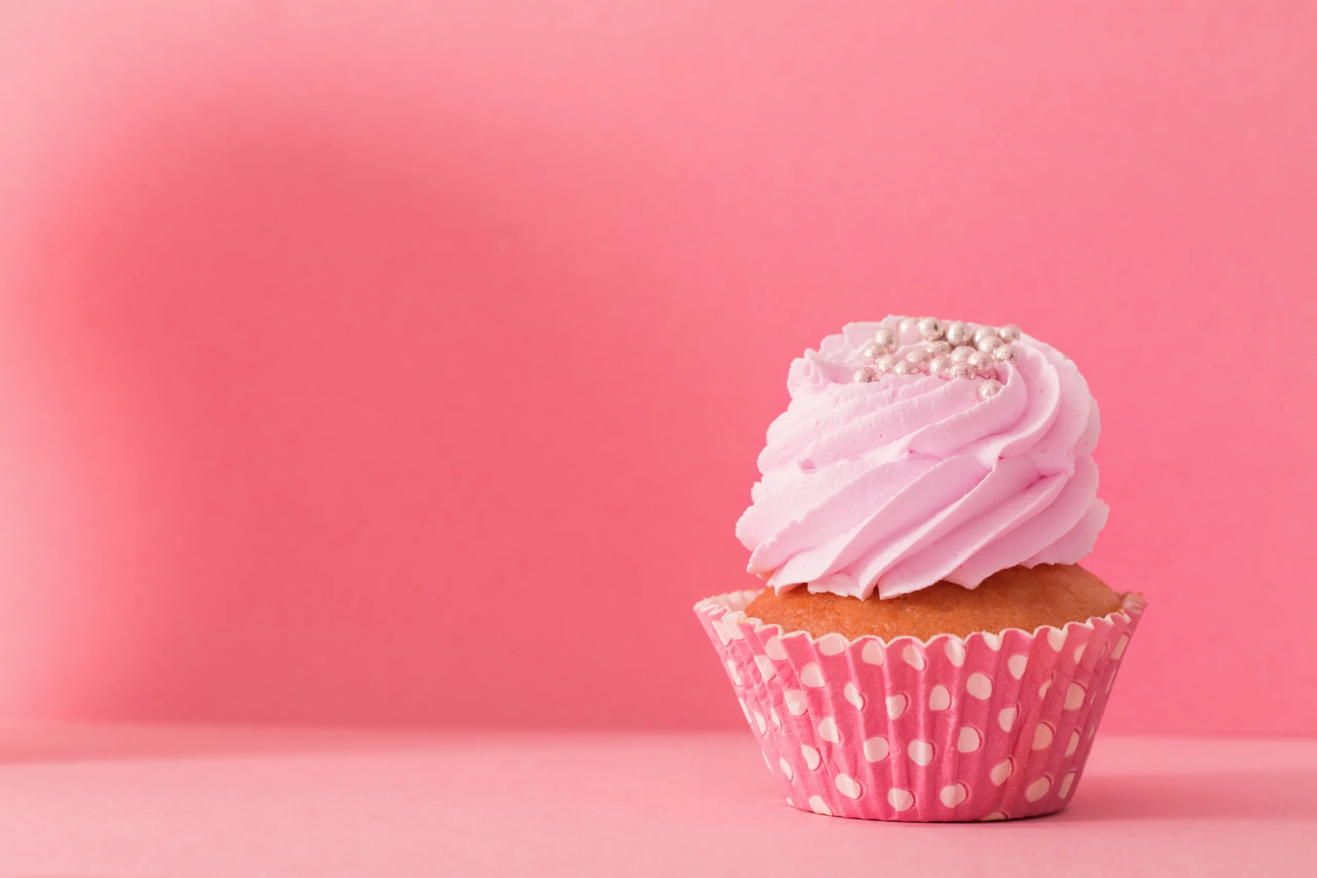 Pink frosted cupcake