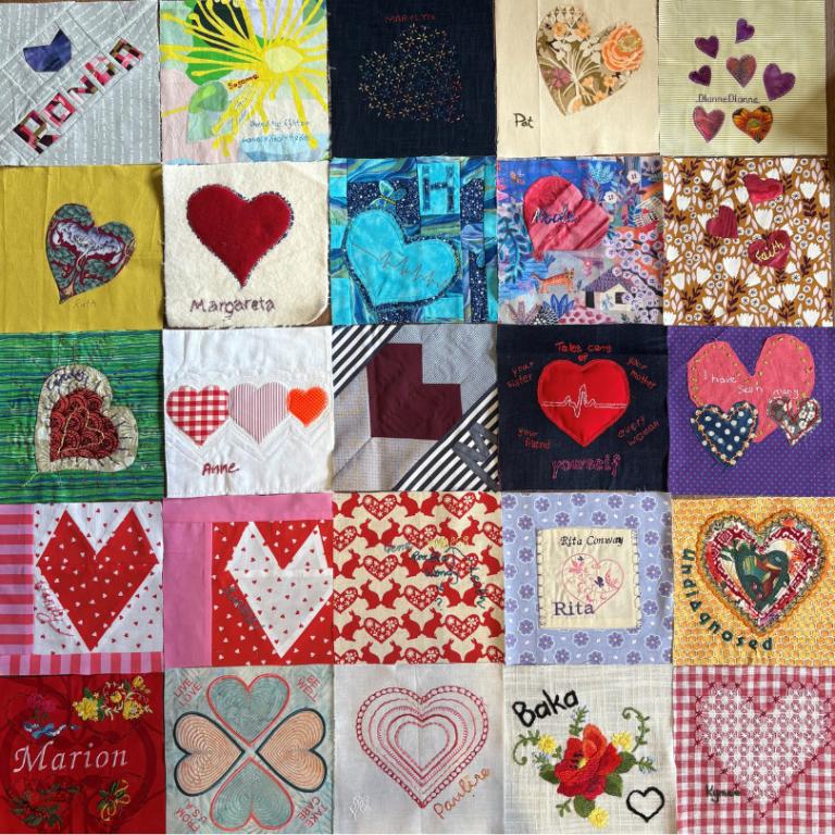 Quilt from The 100+ Hearts Project